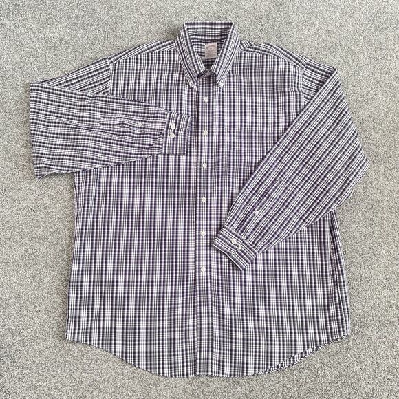 Brooks Brothers Non Iron Button Up Shirt Mens Supima Cotton Purple Size XL - Picture 2 of 11